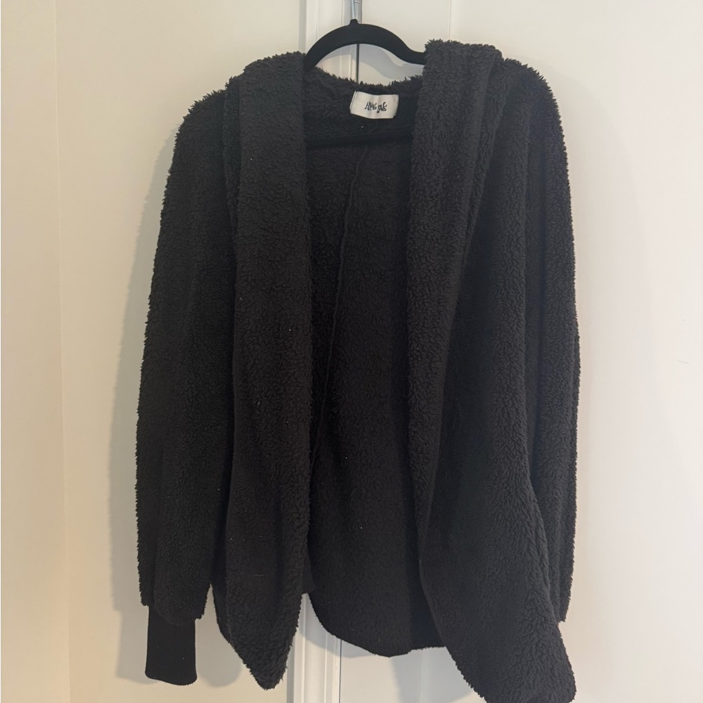 Cozy Black Fleece Cardigan